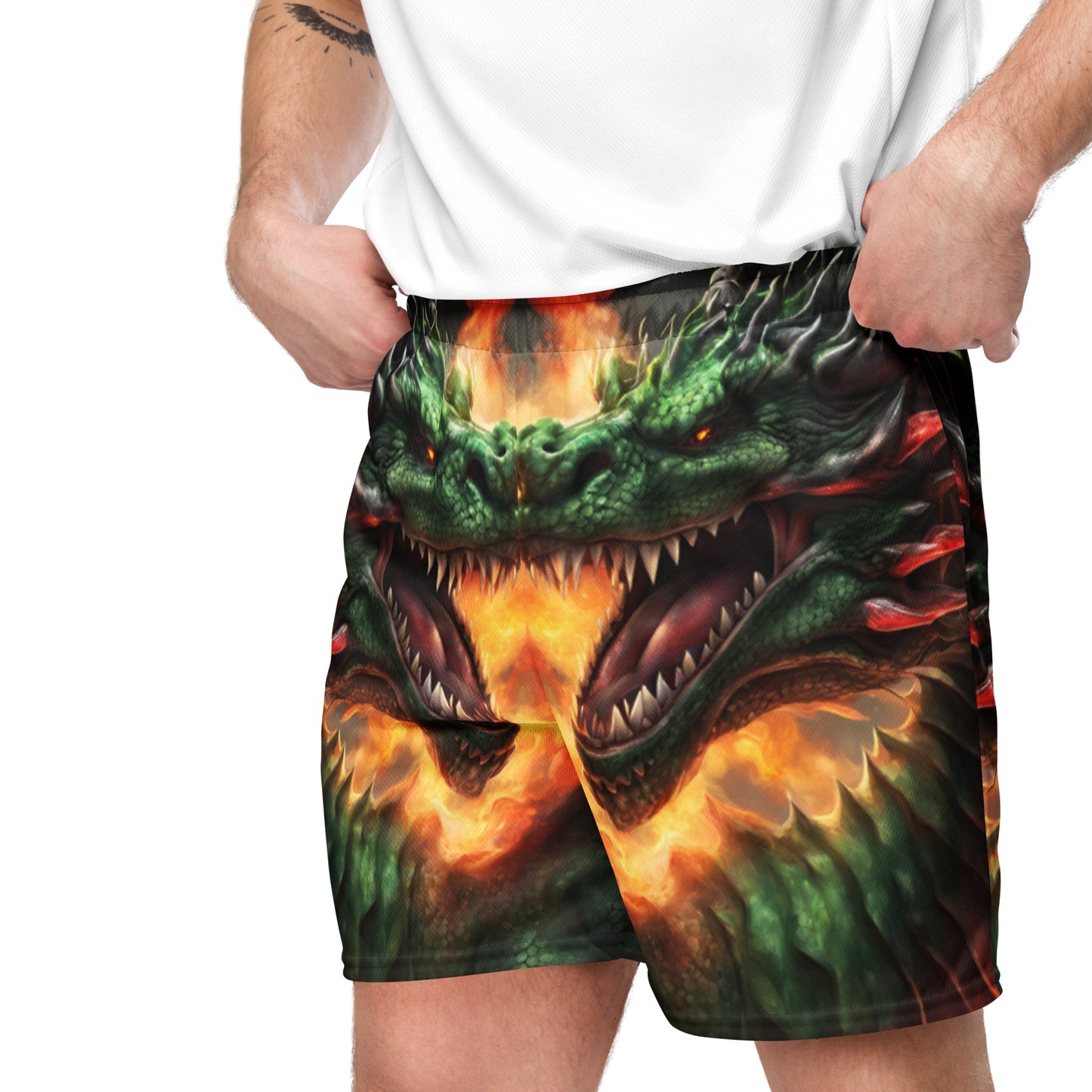 Unisex mesh dragon shorts