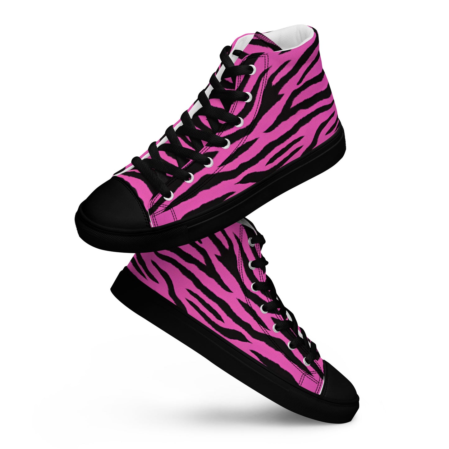 Men’s pink tiger high top canvas shoes