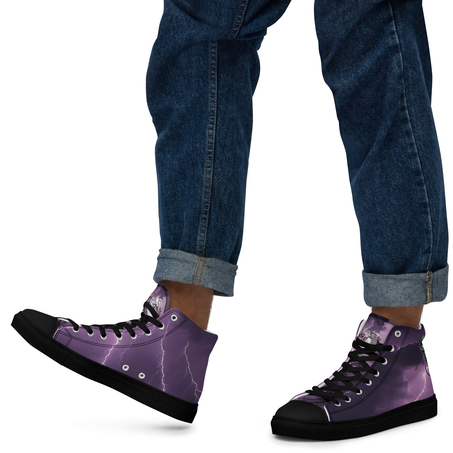 Stormy lightning Men’s high top canvas shoes