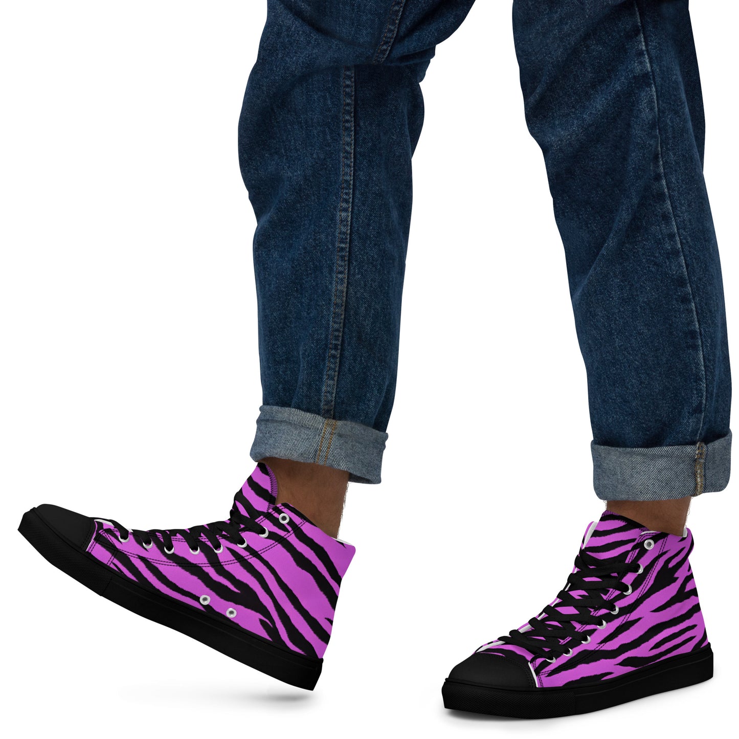 Men’s purple tiger high top canvas shoes