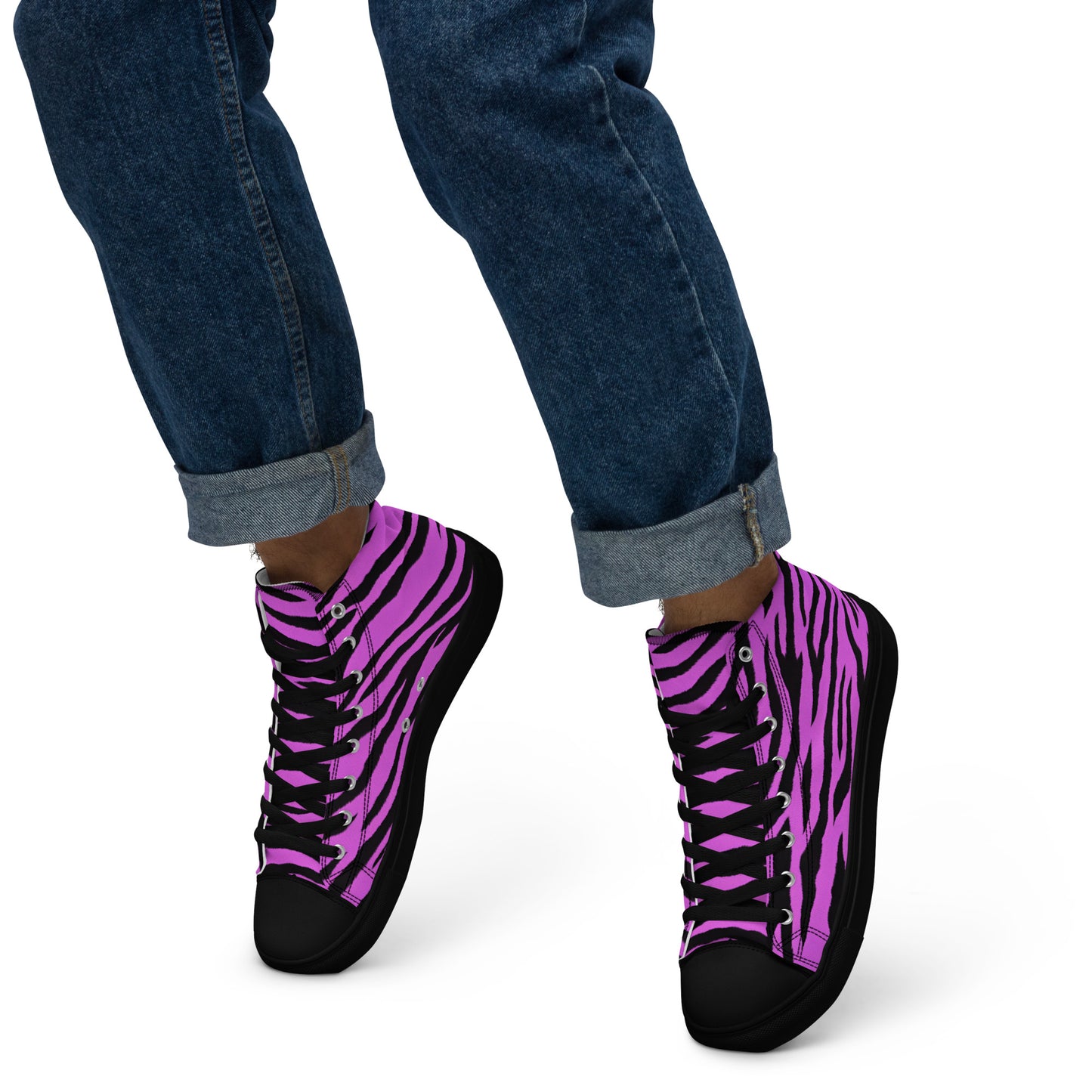 Men’s purple tiger high top canvas shoes